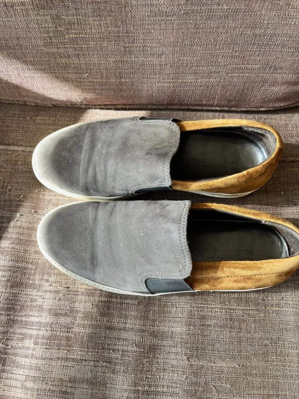 LANVIN Men's Two Tone Suede Leather Slip On Sneakers Size 8